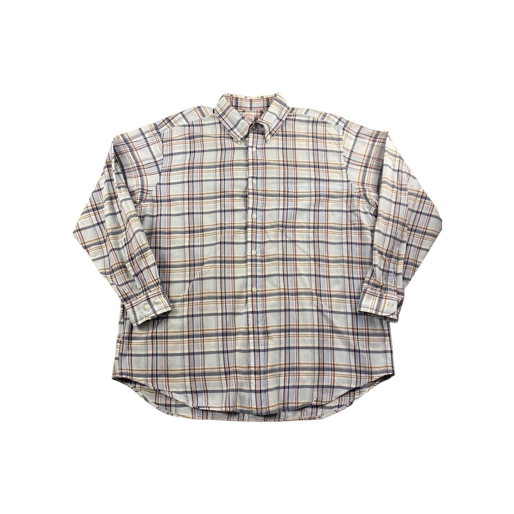 Brooks Brothers Traditional Fit Plaid Button Down Shirt XL The Original Polo